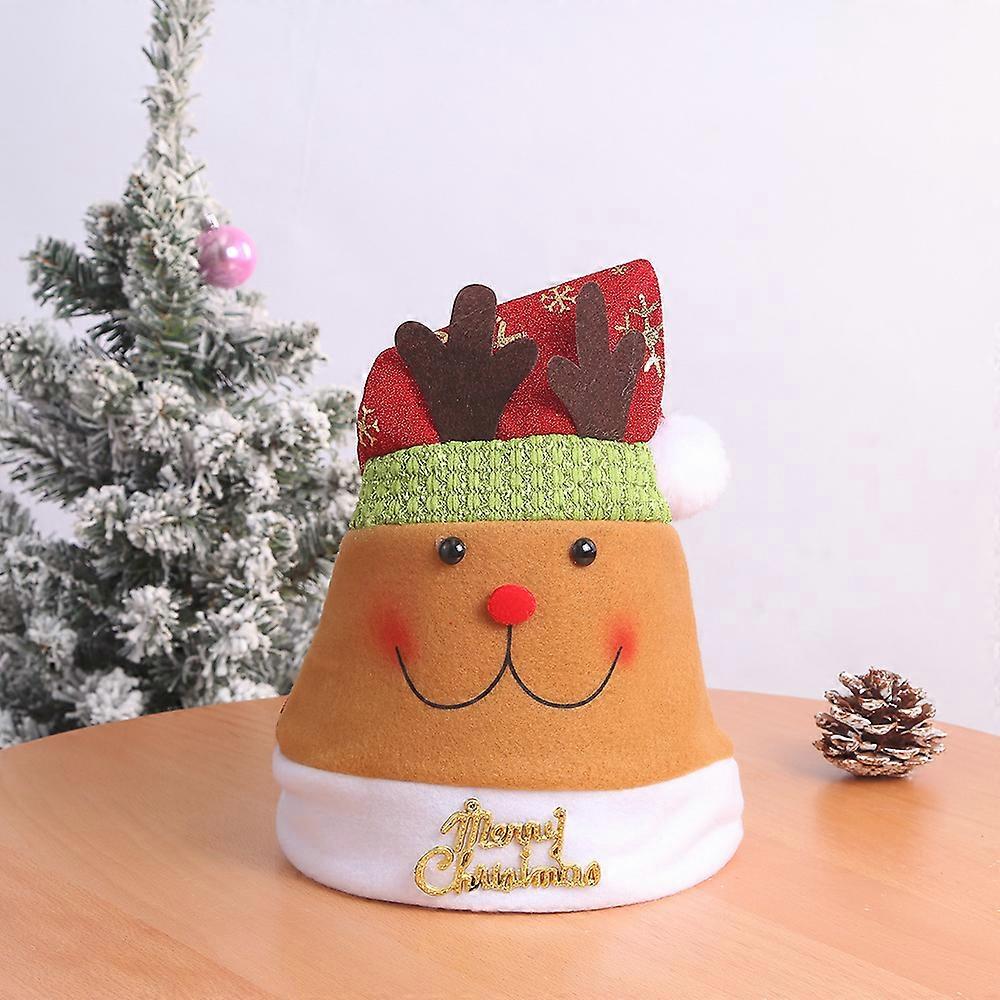 Jul tecknad hatt snögubbe bära lång non-woven julhatt söta horn juldekoration gåva