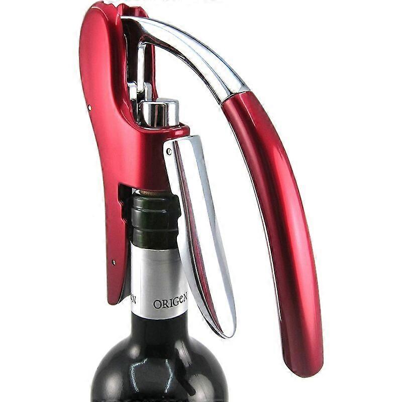 Professional Zinc Alloy Corkscrew, High Quality Lever Corkscrew with Built-in Foil Cutter and Bottle Opener, Server Tool Red