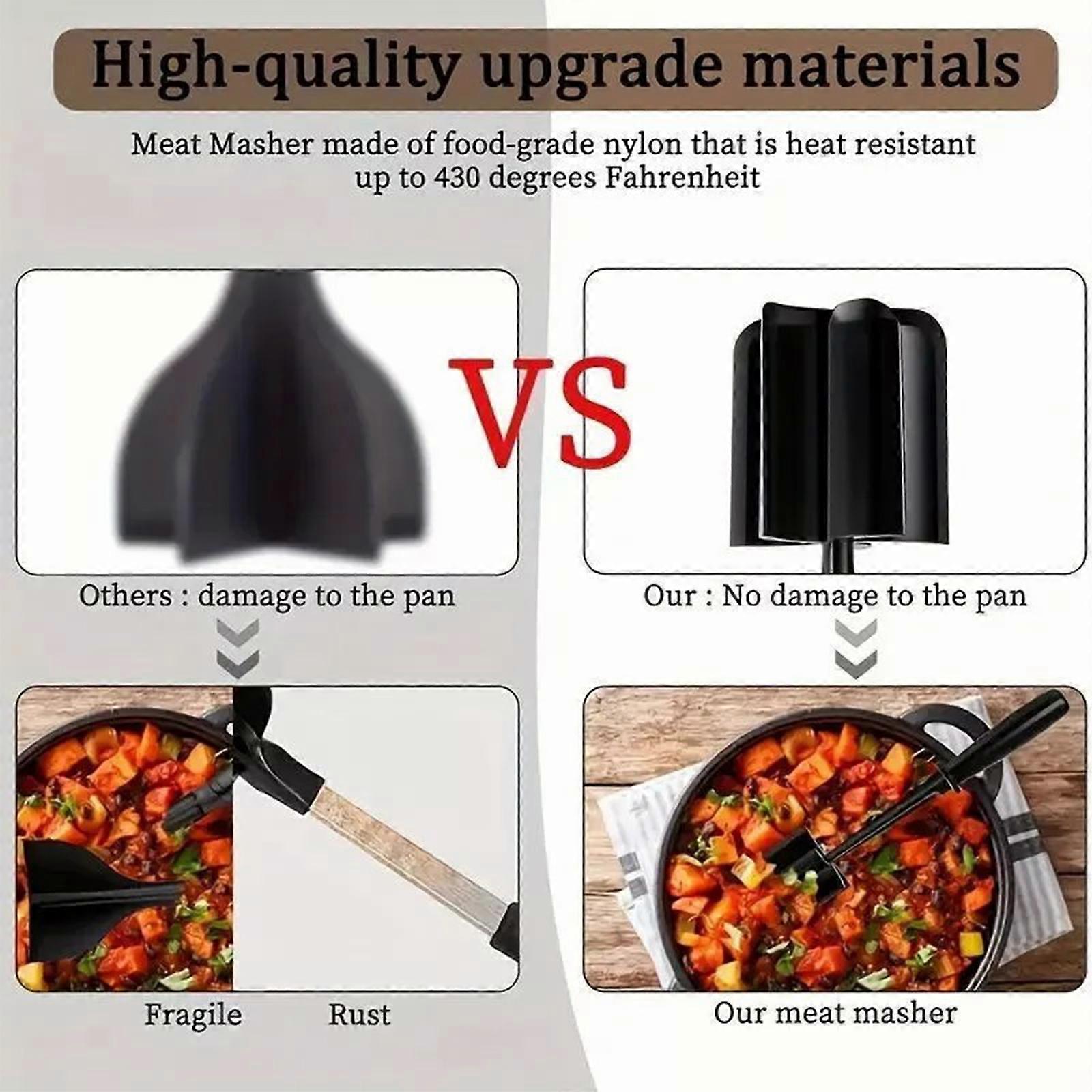 Hamburger Chopper & Meat Masher – Heat-Resistant Nylon, Ground Beef Spatula, Potato Masher