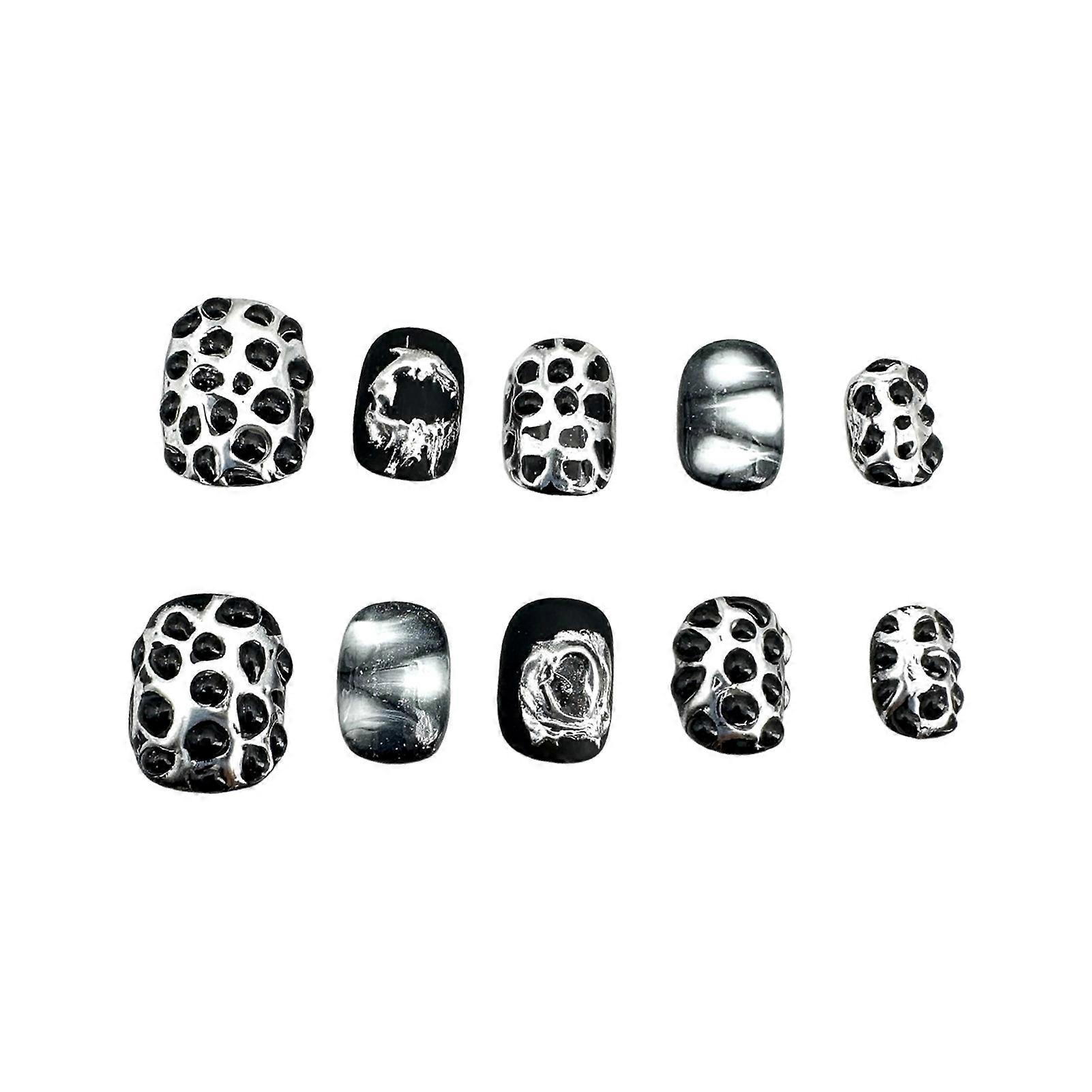 Unghie finte in stile nero argento nero Unghie finte a prova di scheggiature per gli amanti della manicure e i blogger di bellezza