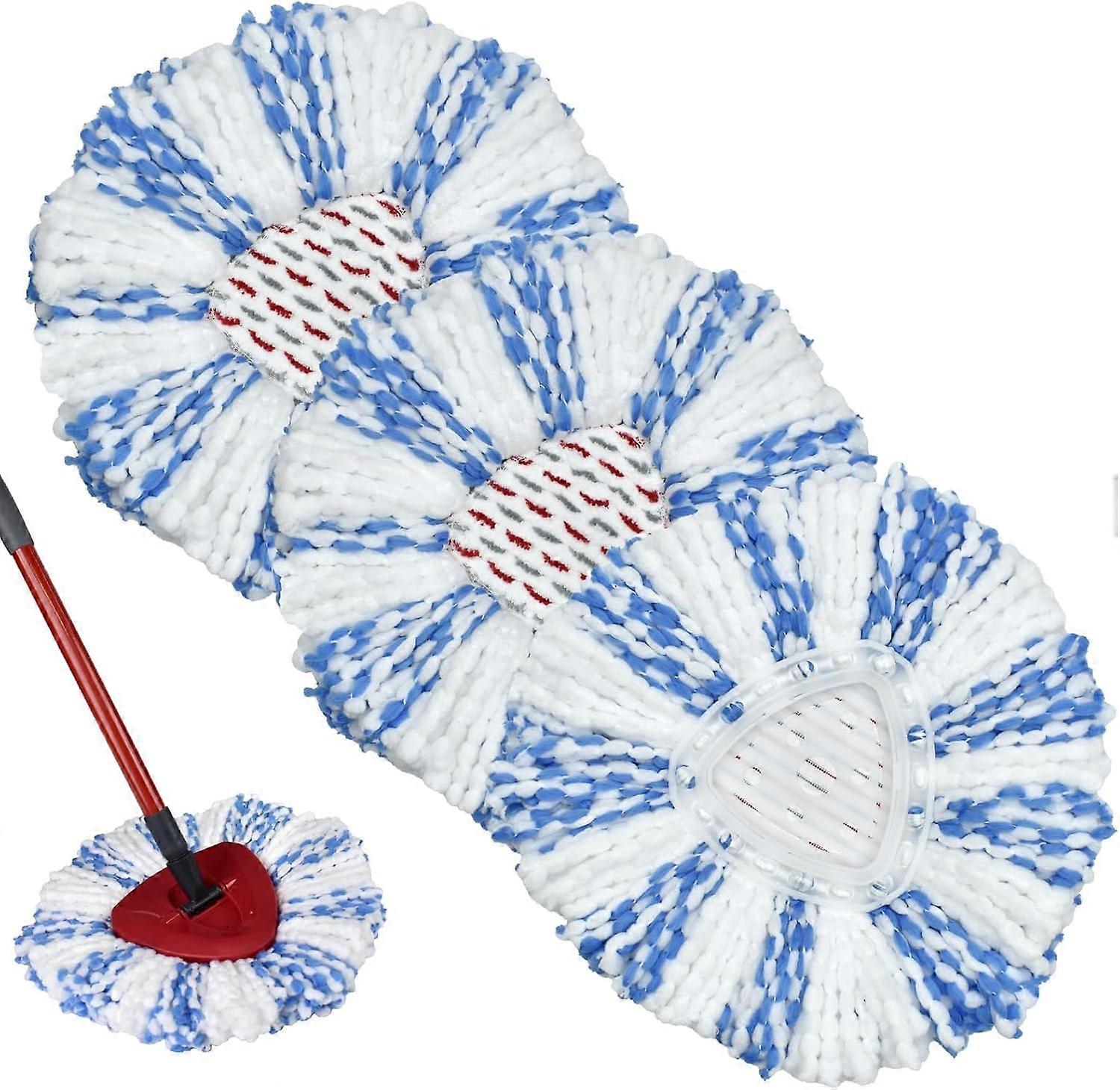 3 PCS Mop Replacement Head, Microfibre Compatible With Vileda Turbo 3-in-1, Strong Cleaning Capacity And Easy to Replace,Blue