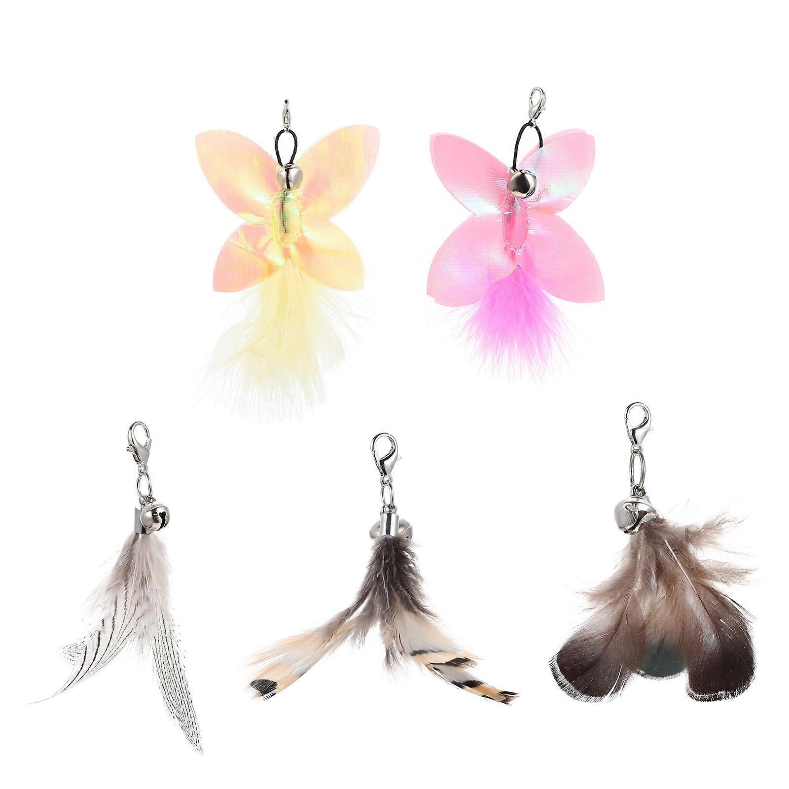 5Pcs Cat Interactive Toys Cat Wand Replacement Cat Teaser Attachment (Mixed Style)