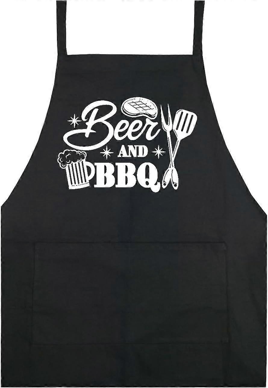 ビールとバーベキューエプロンキッチンクックグリルバーベキューシェフ男性女性ママお父さんグリルギフトフードお父さんバーベキュー