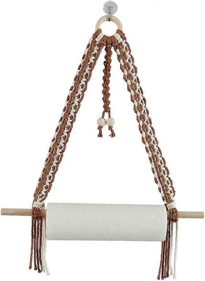 Brown Boho Paper Towel Holder for Kitchen or Bathroom - Decorative, Durable, Rustic Design, Ideal for Home Decor