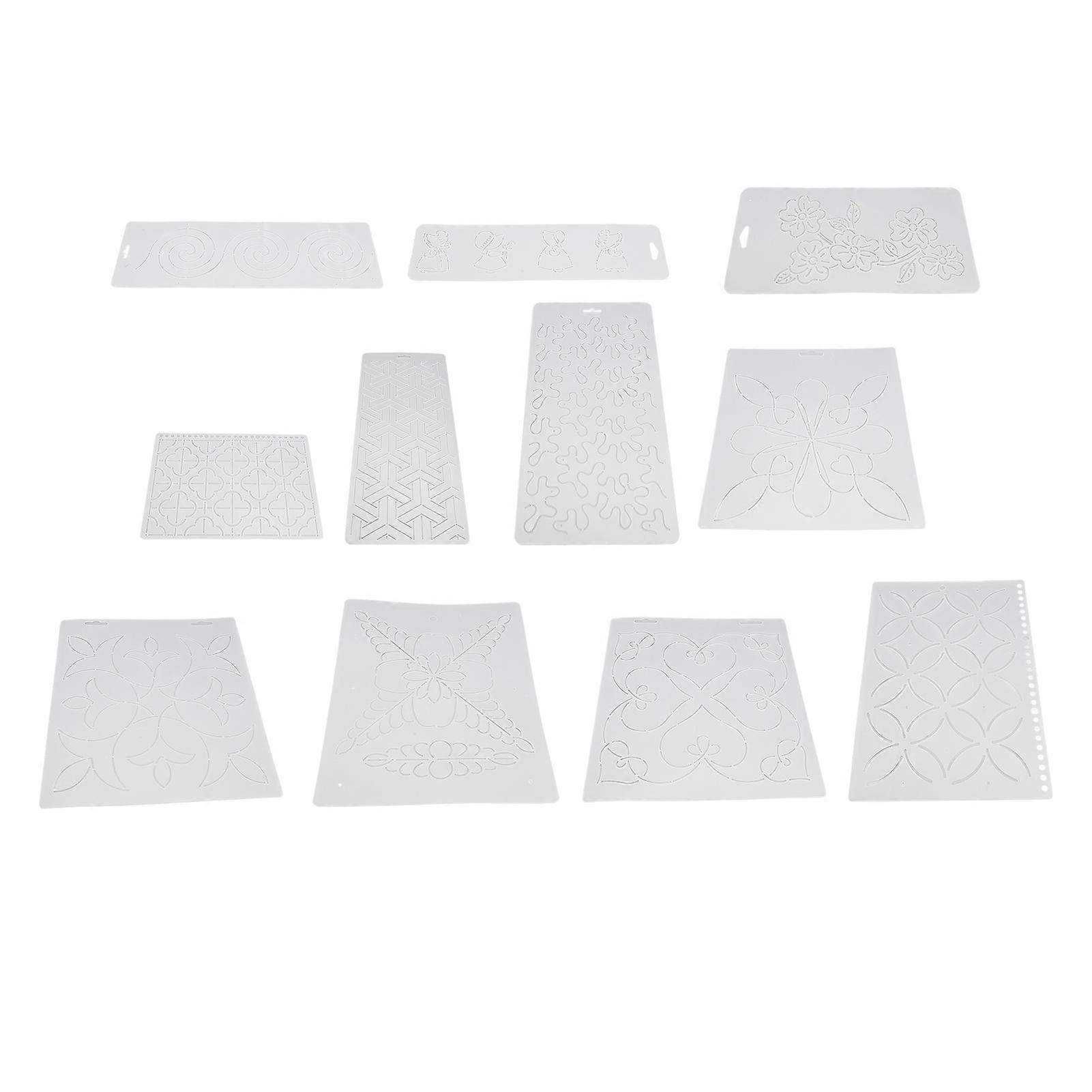11Pcs Frosted PP Crimping Template Quilting Tool Set Various Sizes