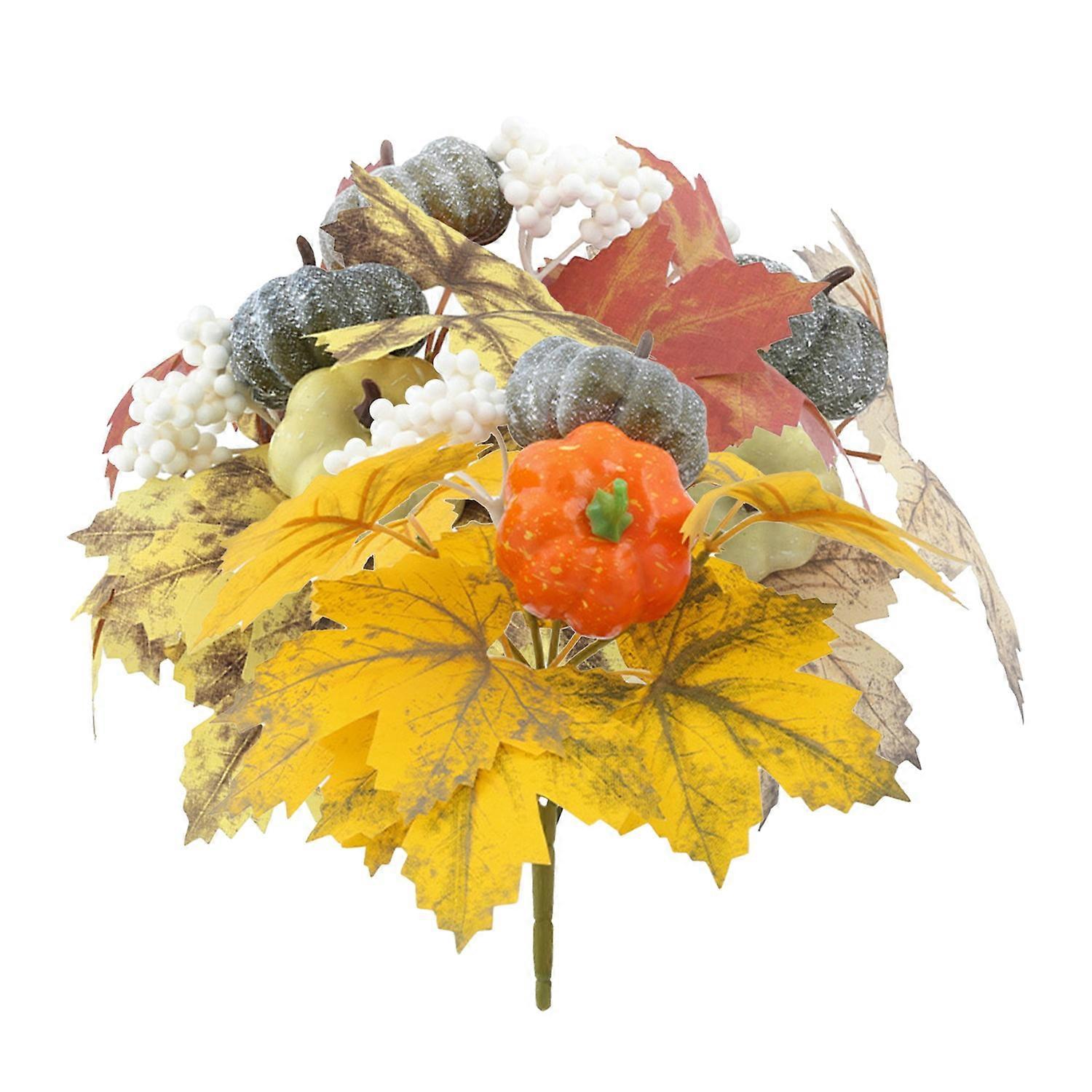 [安德在线]（各一枝组合采购：新款枫叶单支-111+新款枫叶单支-222+新款枫叶单支-333+新款枫叶单支-666）4pcs丰收节南瓜枫叶把束仿真南瓜枫叶插枝