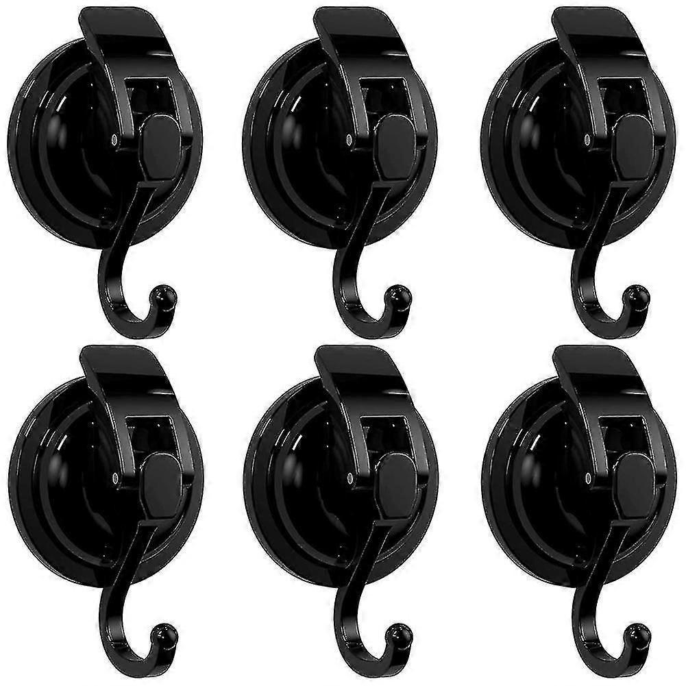 6pack Heavy Duty Vacuum Suction Cup Hooks For Bathroom Black