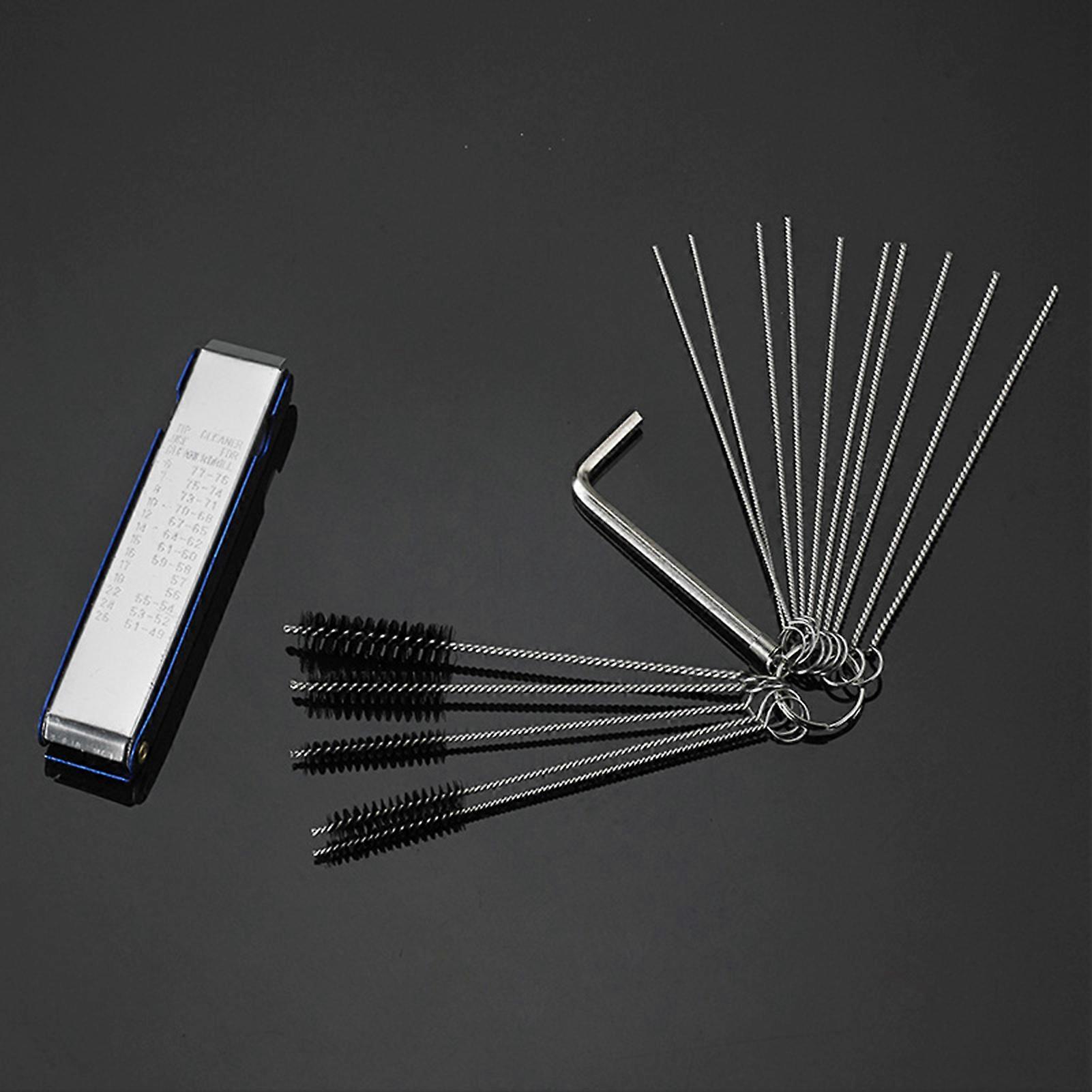 Brosses de nettoyage pour carburateur, 15 brosses en nylon et aiguilles de nettoyage + jeu de fils de nettoyage + clé hexagonale