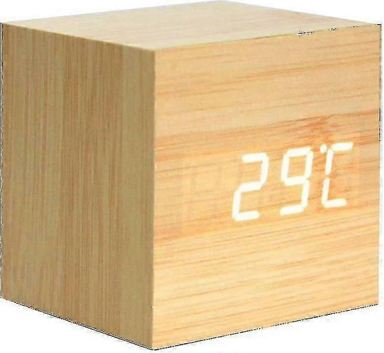 Wooden Wooden Mini Digital Clock With 3 Levels Of Brightness And Vocal Control, Perfect For Family Trips