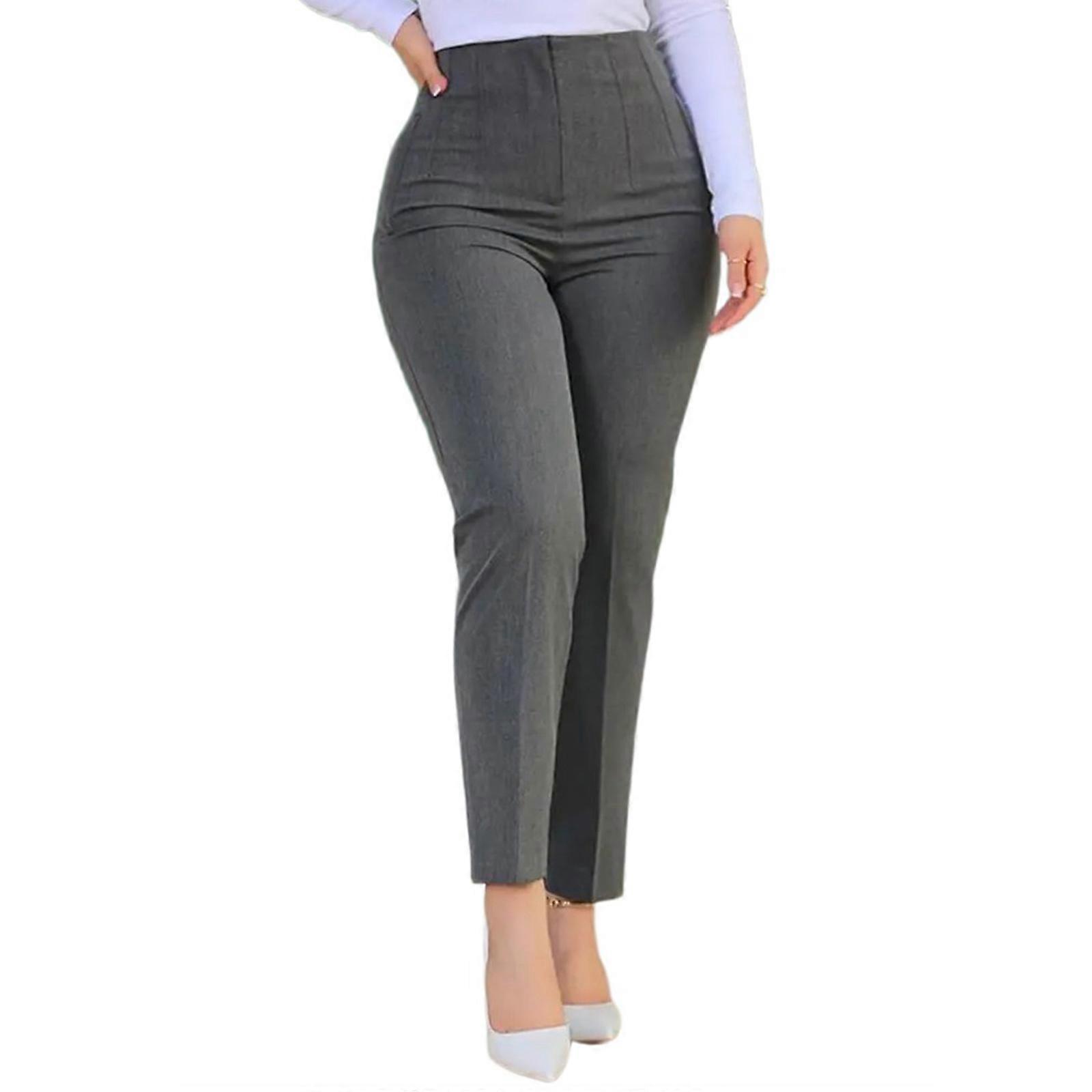 Womens Highs Waist Dress Pants with Pockets Casual Business Work Pants  Stretchy Skinny Slacks Office Pencil Pants Gifts S Dark Grey | Fruugo UK