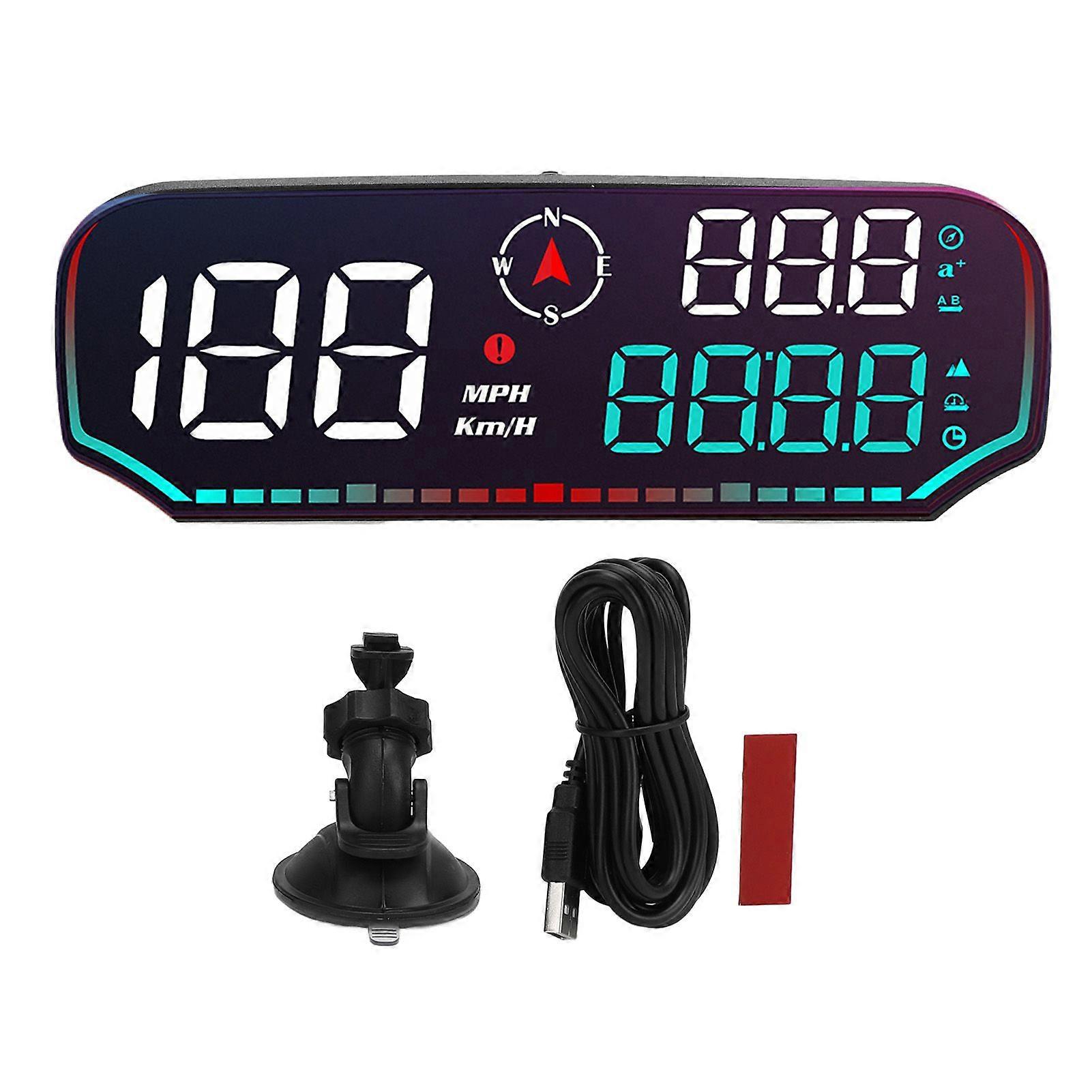 5 Inch Car HUD Display USB Powered Digital Speedometer with Over Speed Alarm Fatigued Driving Alert for All Vehicle MK4470