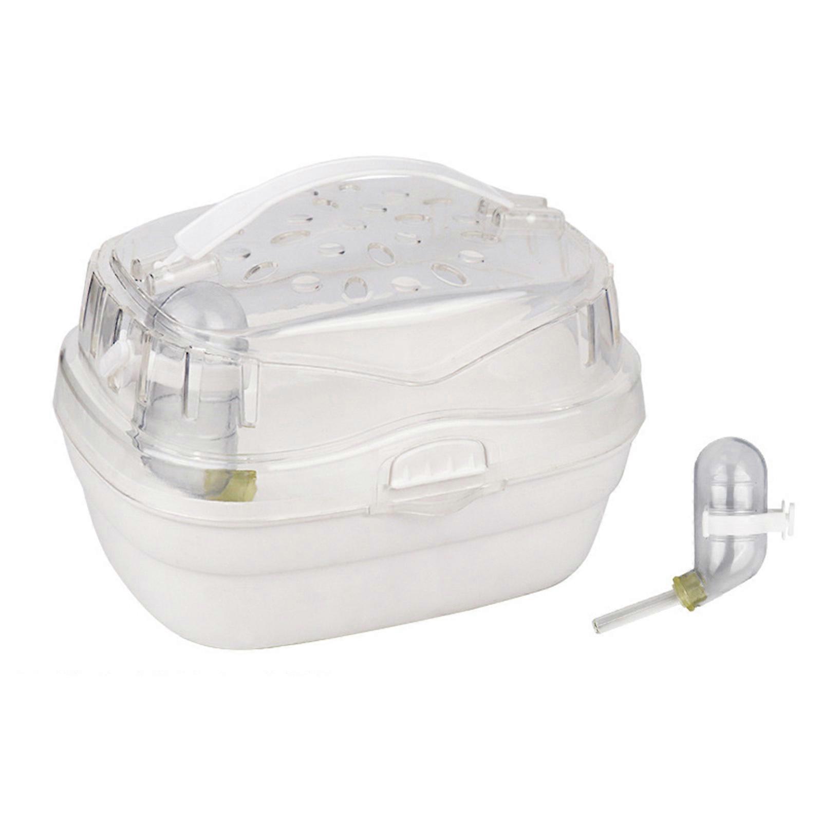 قفص السفر غينيا خنزير الهامستر الناقلات مع زجاجة ماء صغيرة قابلة للتهوية صندوق حمل الأليفة الصادرة قفص حقيبة الحمل أبيض