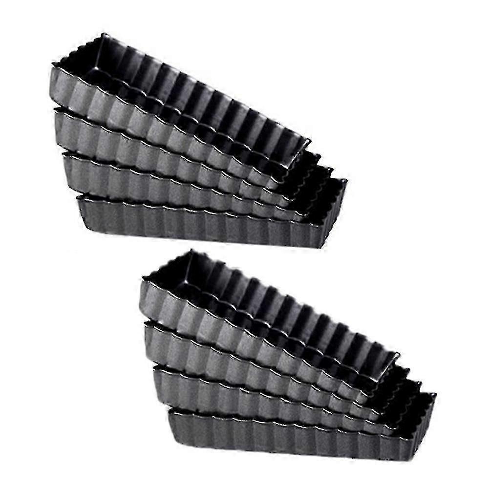8-pack Nonstick Quiche Tart Pans Rectangular Removable Bottom, Fluted Tart Tin For Fruit Pie Cakes