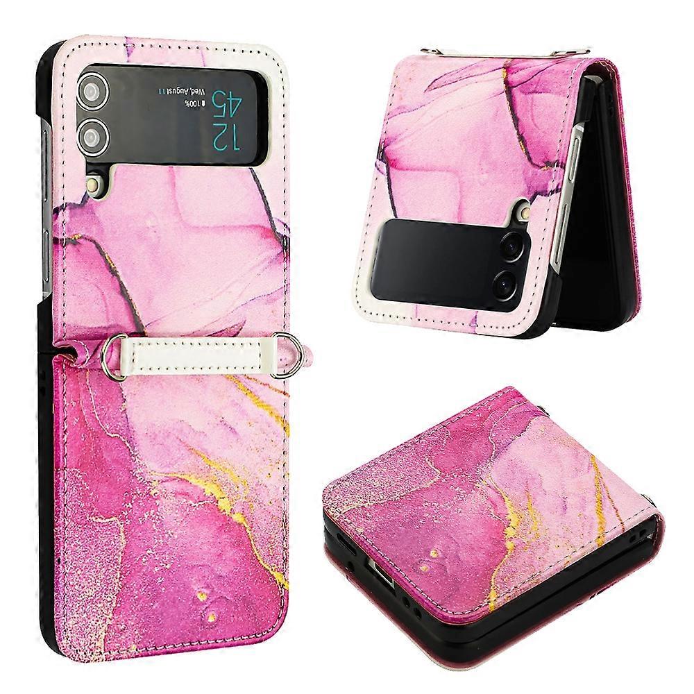 For Samsung Galaxy Z Flip4 Marble Pattern Leather Phone Case