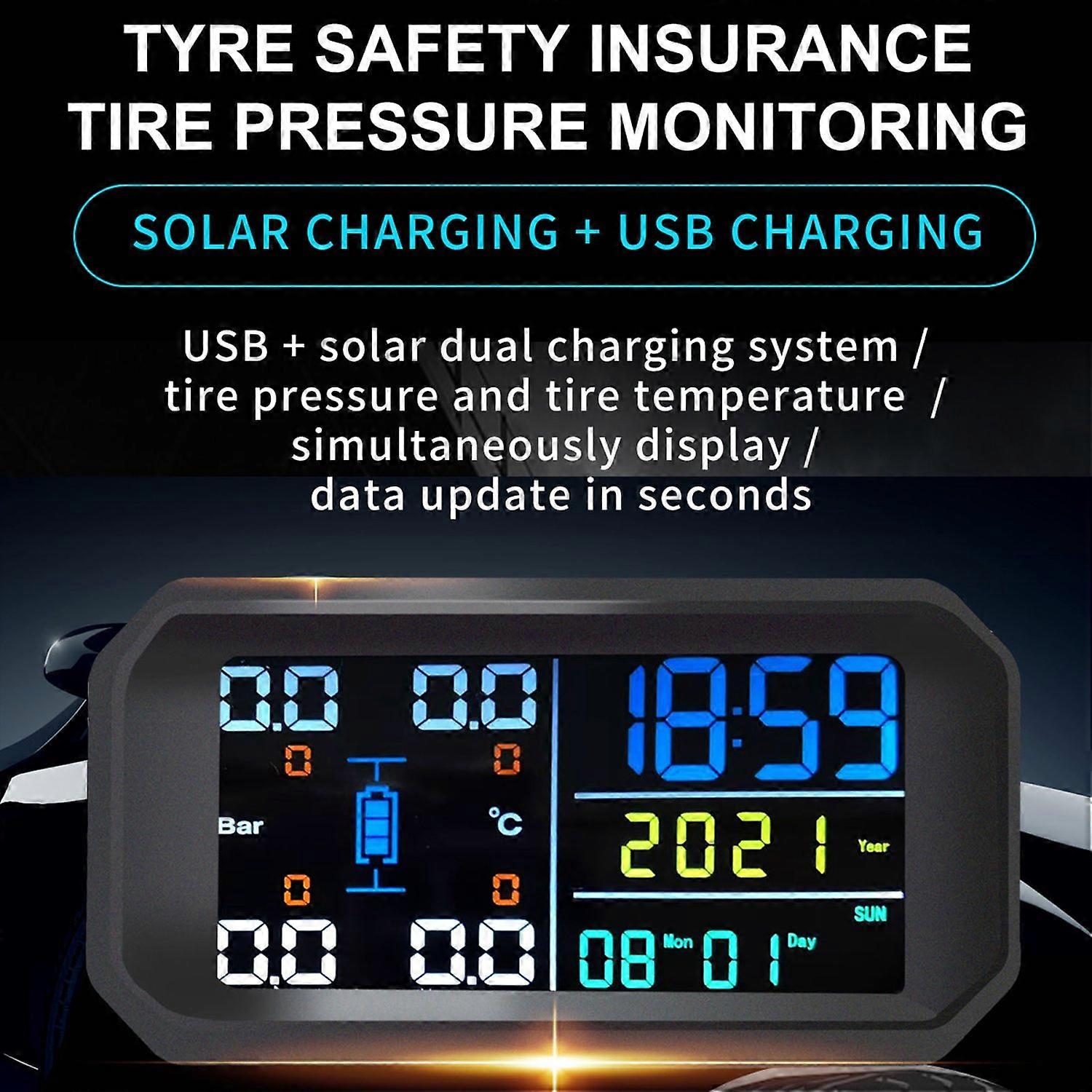 Wireless Tire Pressure Monitoring System External Tire Pressure Monitor for Cars Colorful Screen