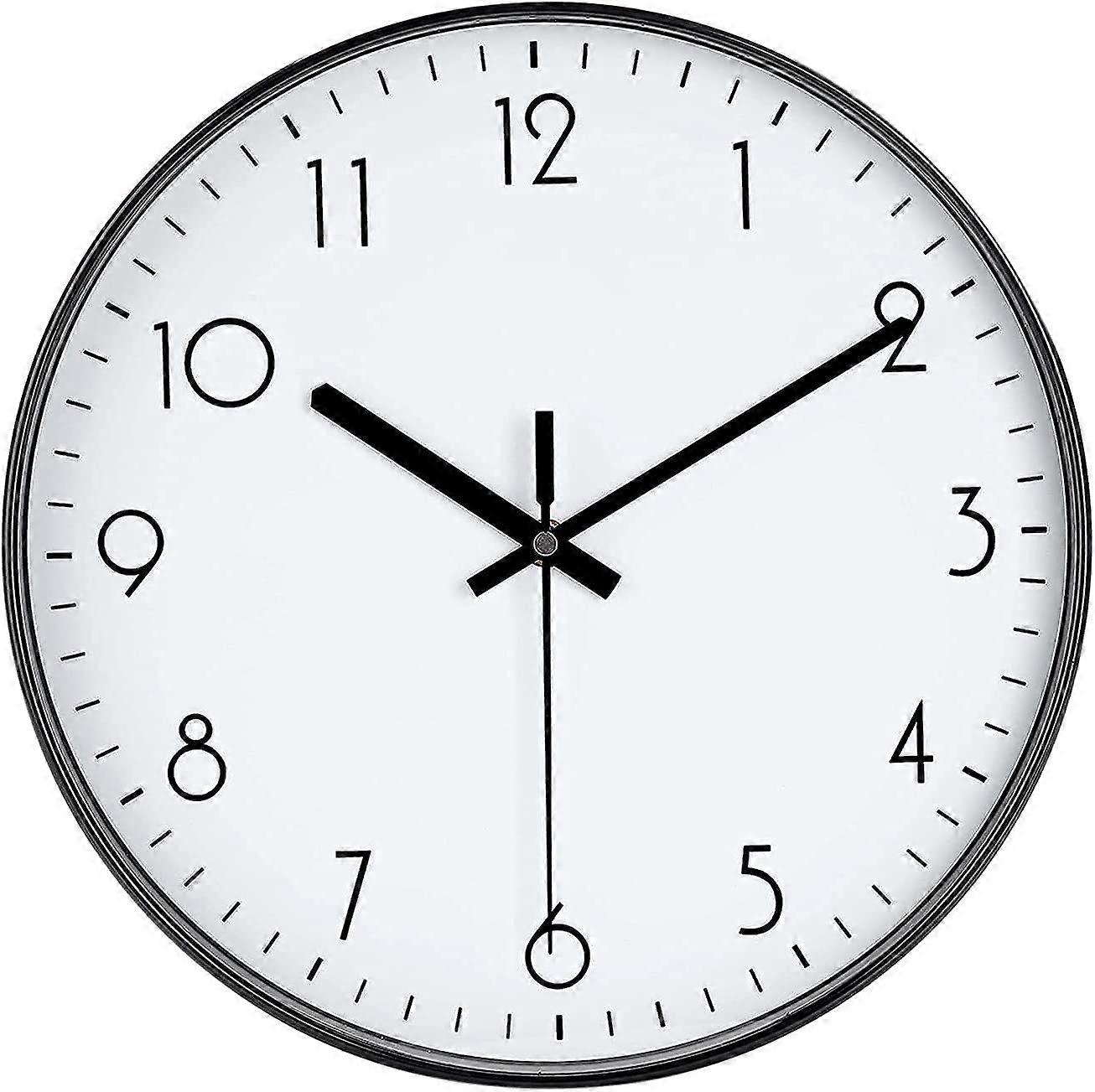 Black Wall Clock, 12'' Modern Minimalist Silent Clock, No Ticking Quartz Movement Powered