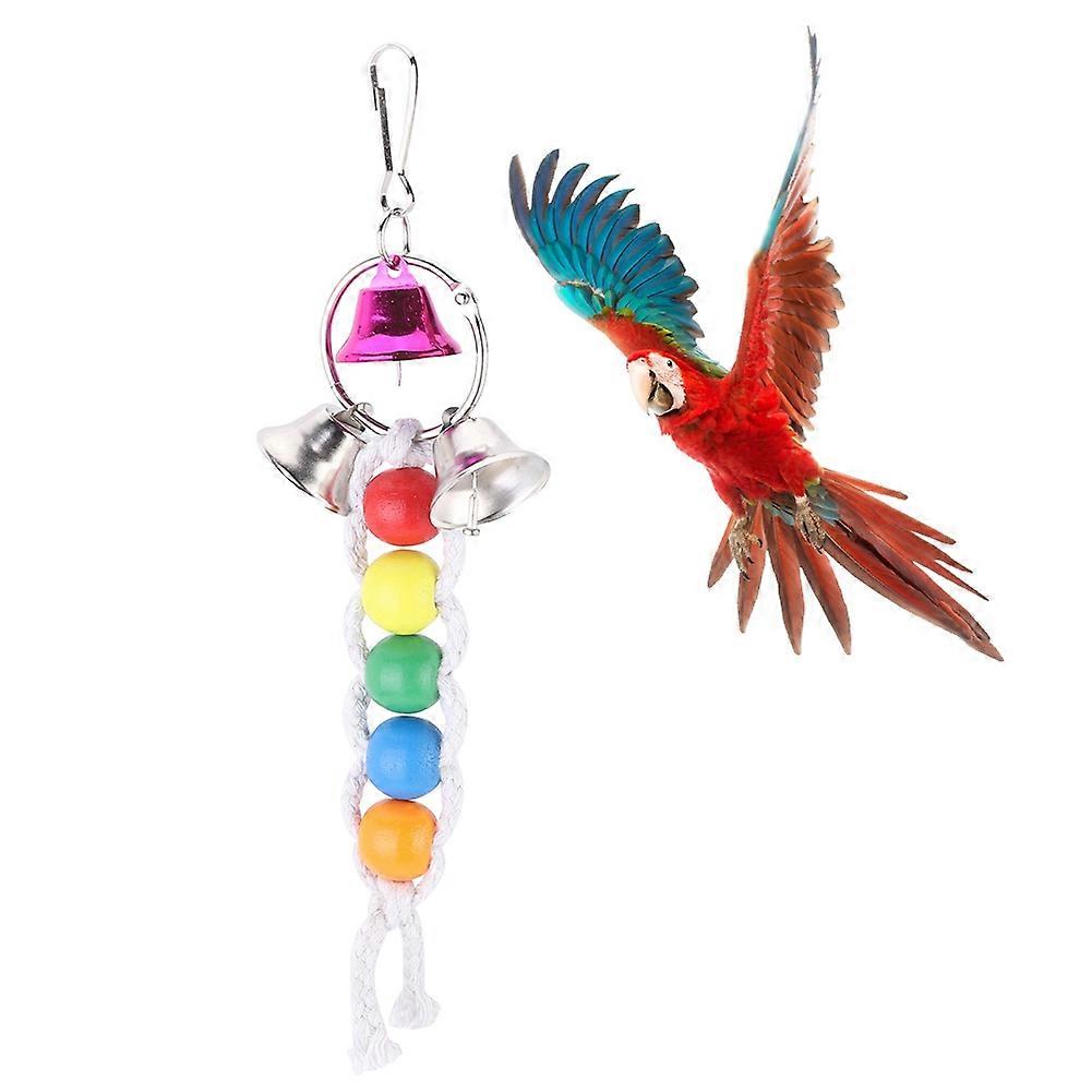 Plastic Beads String Cotton Rope Swing for Birds, Durable Hanging Toy for Bird Cages, Colorful Pet Accessories