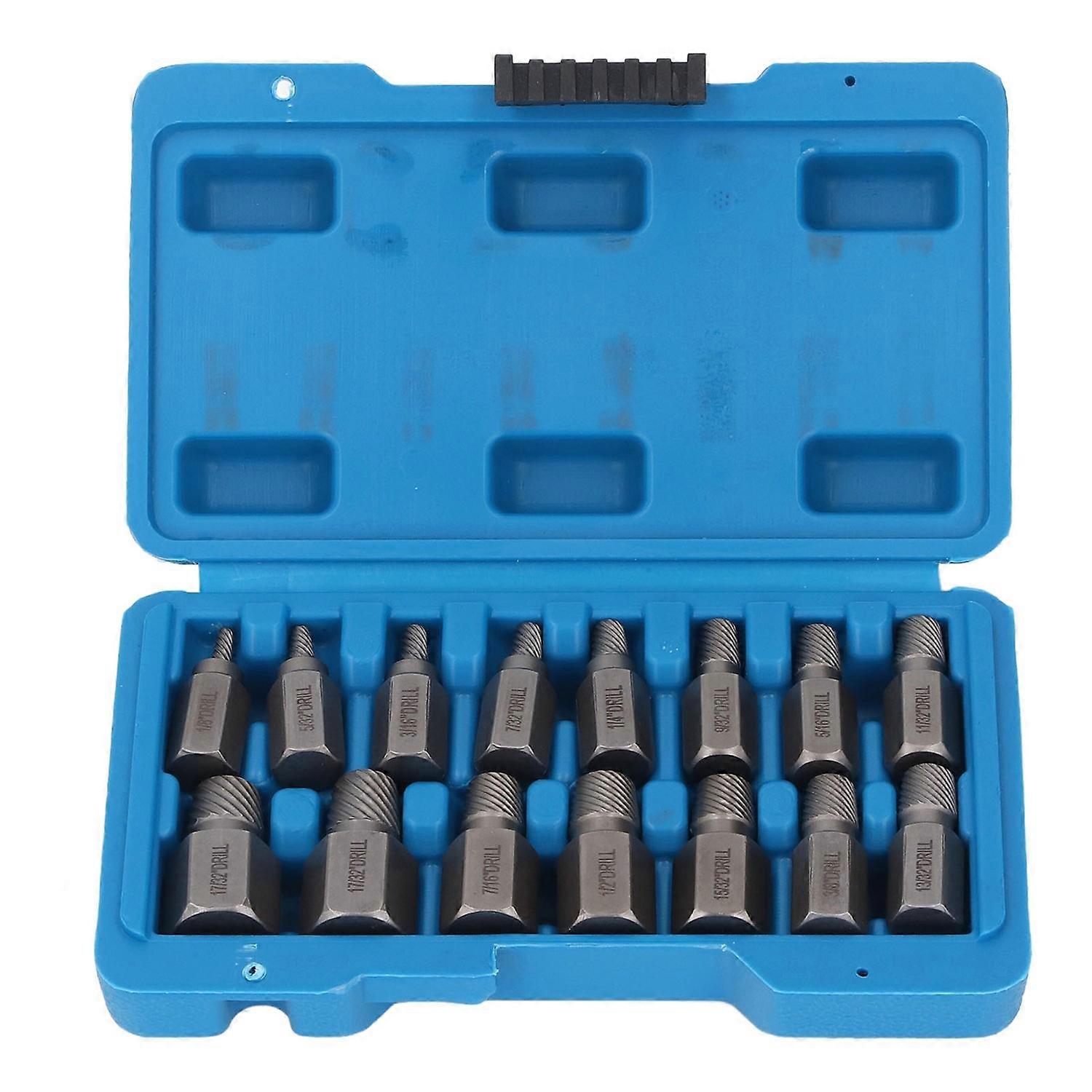 15Pcs Screw Extractor Set Hex Head Easy Out Cr Mo Damaged Broken Bolt Remover Tool Kit