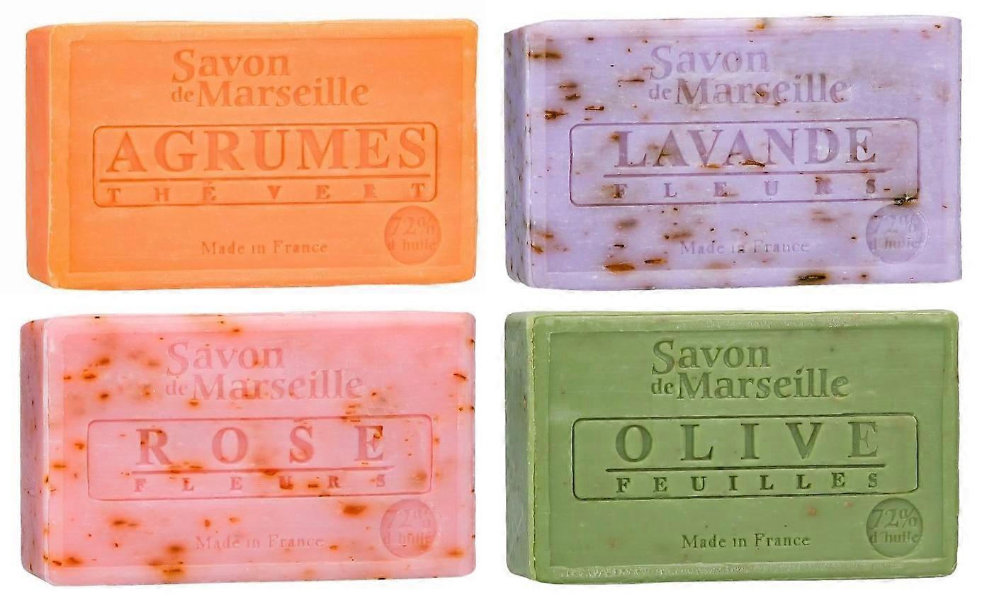 Set Marseille soap in scents citrus-lavender-rose-olive - Hand soap from France