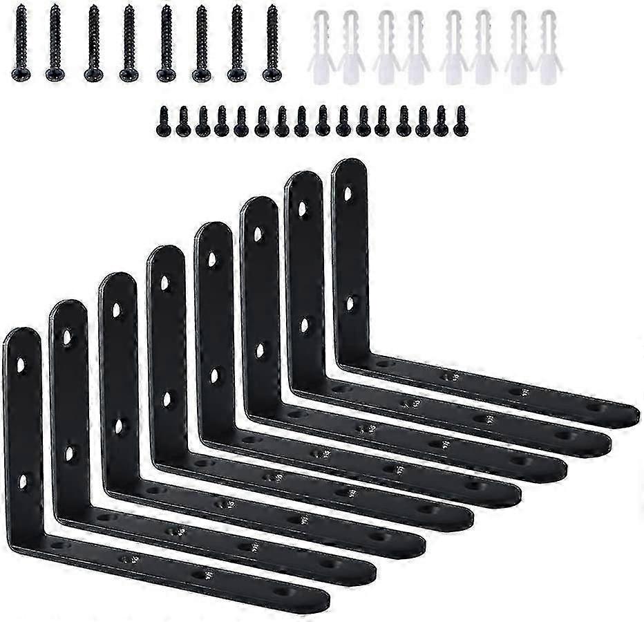 8 Pcs L Right Angle Brackets Black Stainless Steel