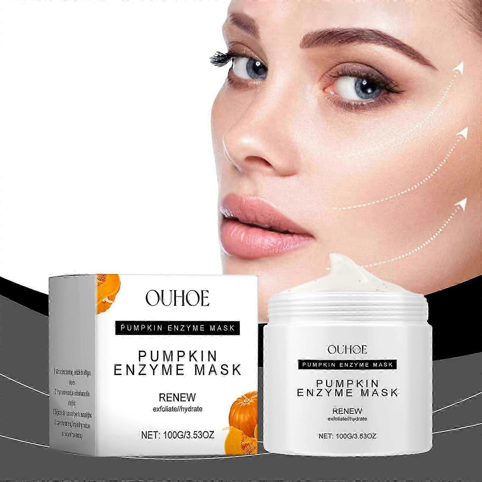 Pumpkin Enzyme Face Mask, 100g Gentle Exfoliating Pumpkin Facial Mask for Dullness, Uneven Skin Tone, Fine Lines and Wrinkles