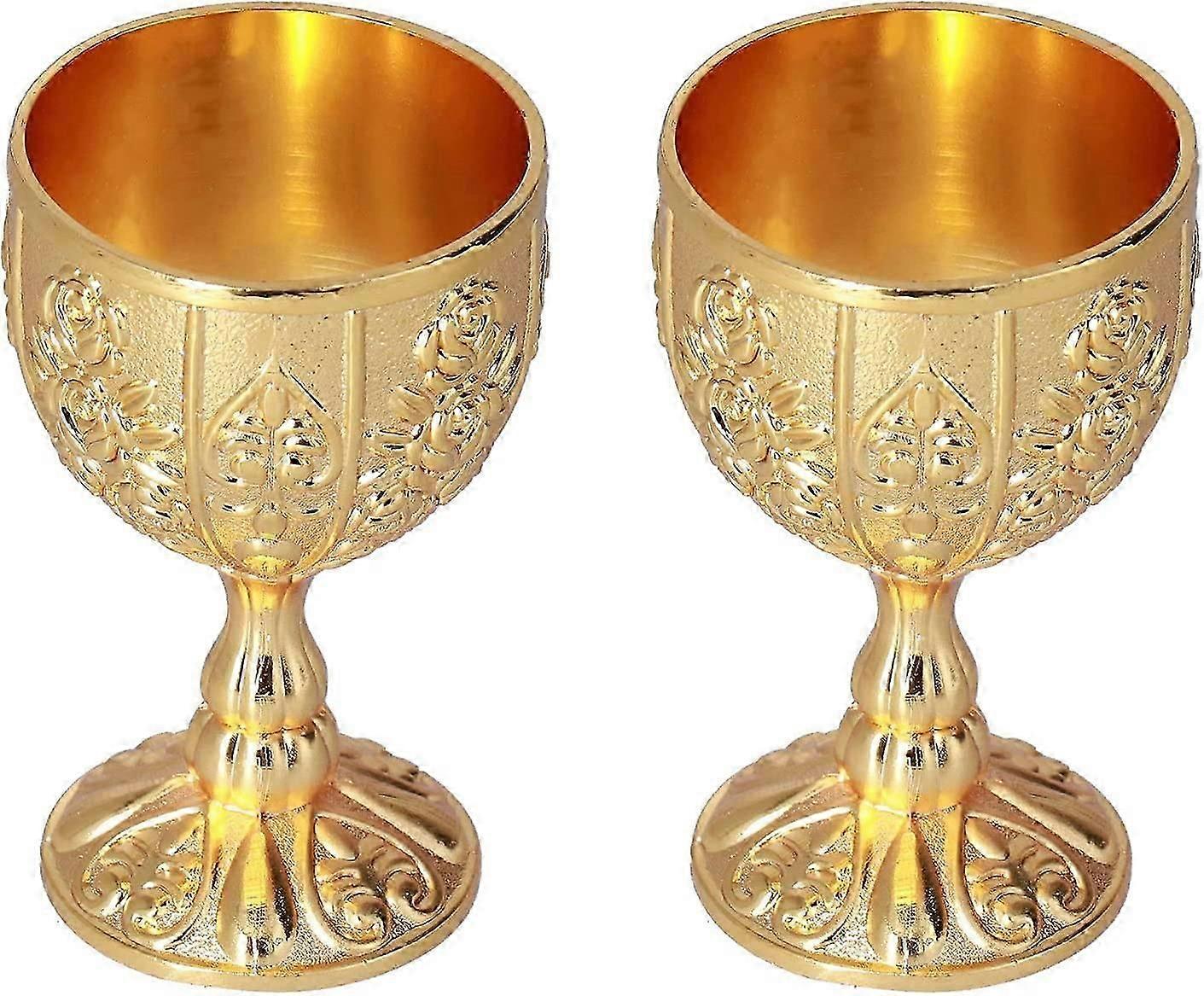 2 Pcs Royal calice en relief tasse, calice gobelet fait à la main Vintage avec motif (citrouille or)