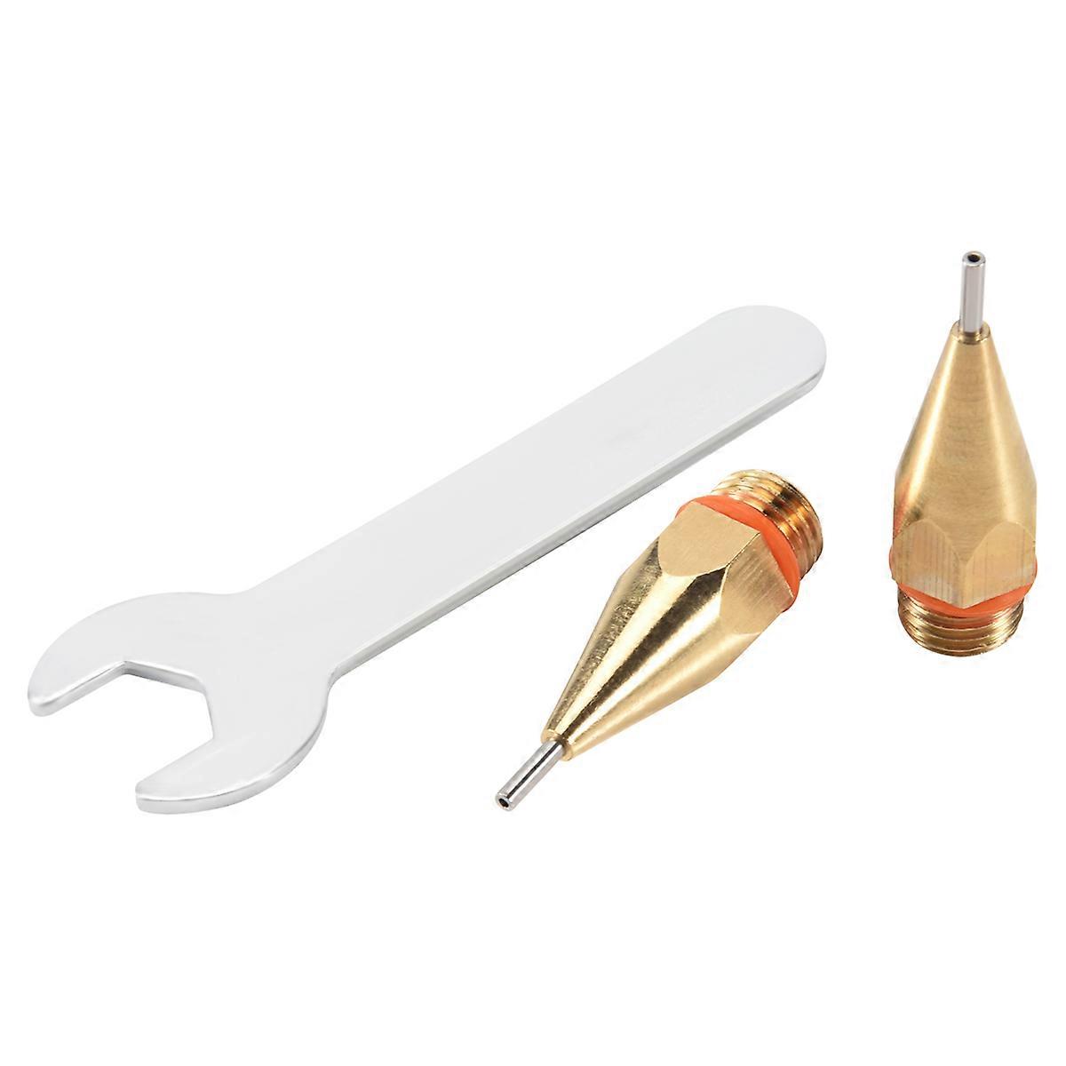 2Pcs 1Mm Aperture Diameter Hot Melt Glue Nozzle 1.0X40Mm Copper Nozzle With Nozzle Wrench Interchang