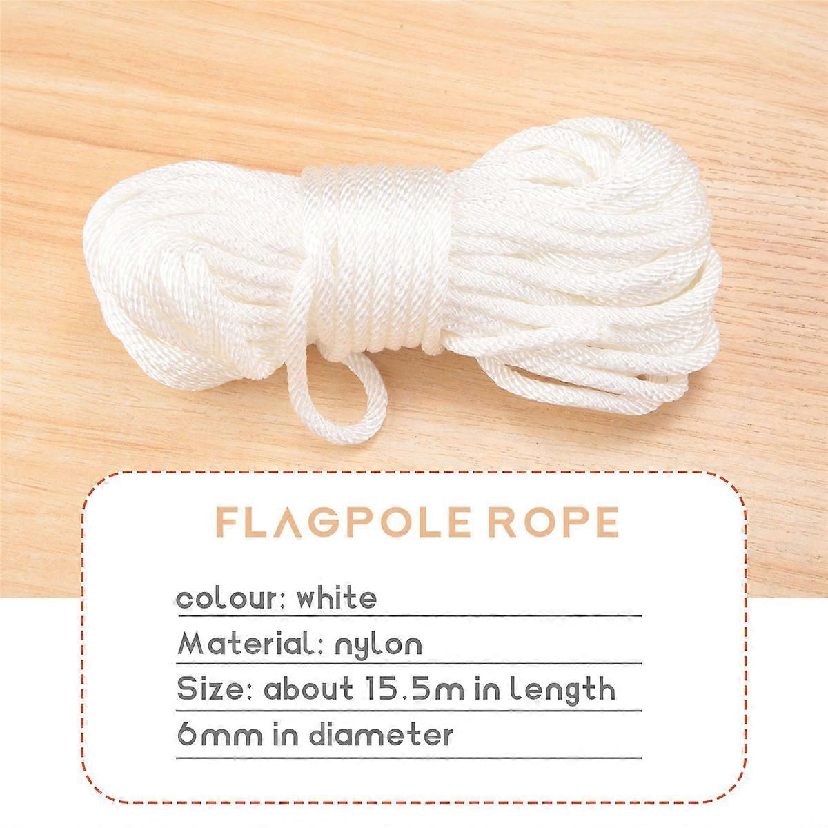 50 pieds x 1/4 pouce drapeau mât drisse corde avec 4 pièces clips à crochet