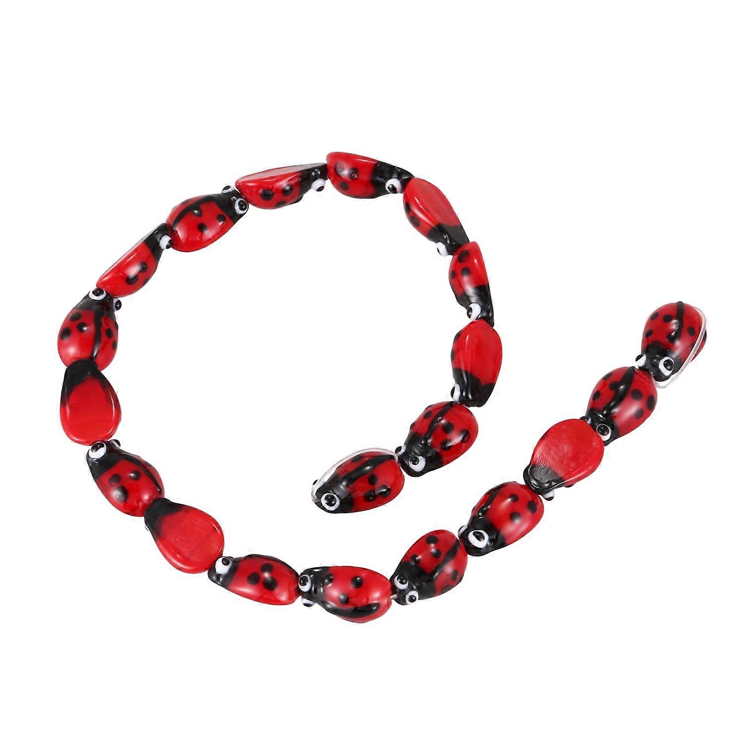 20 Stück Lampwork Glasperlen rot 15x10mm