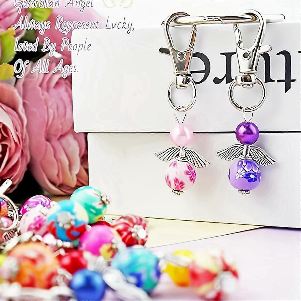 20 Pcs Angel Wing Beads Angel Pearl Beads Pendant Keychain