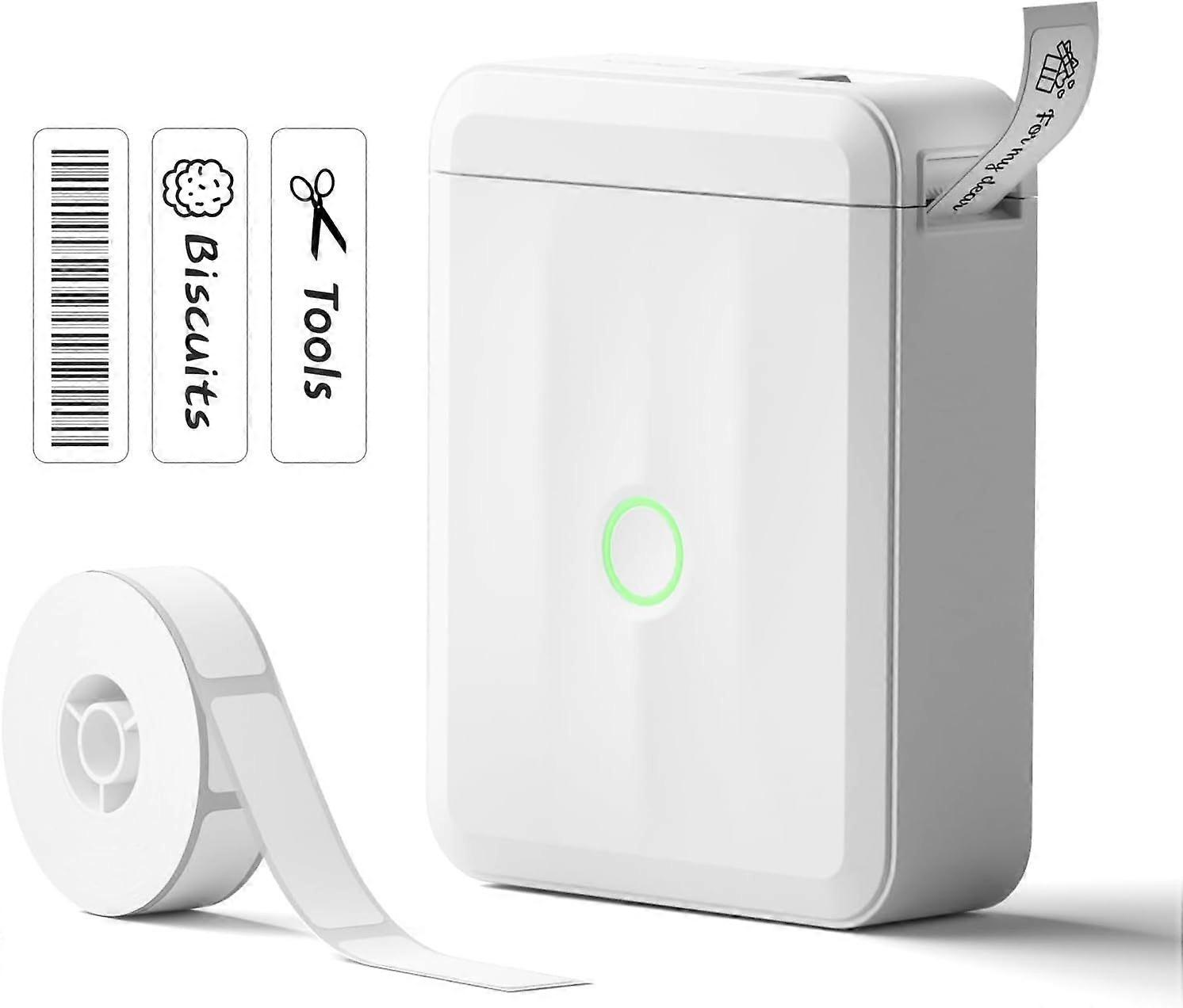 Label Maker Machine, Upgraded Version Sticker Printer Maker with 1 Roll White Starter Label Paper, Thermal Label Printer for School Office Home Organi