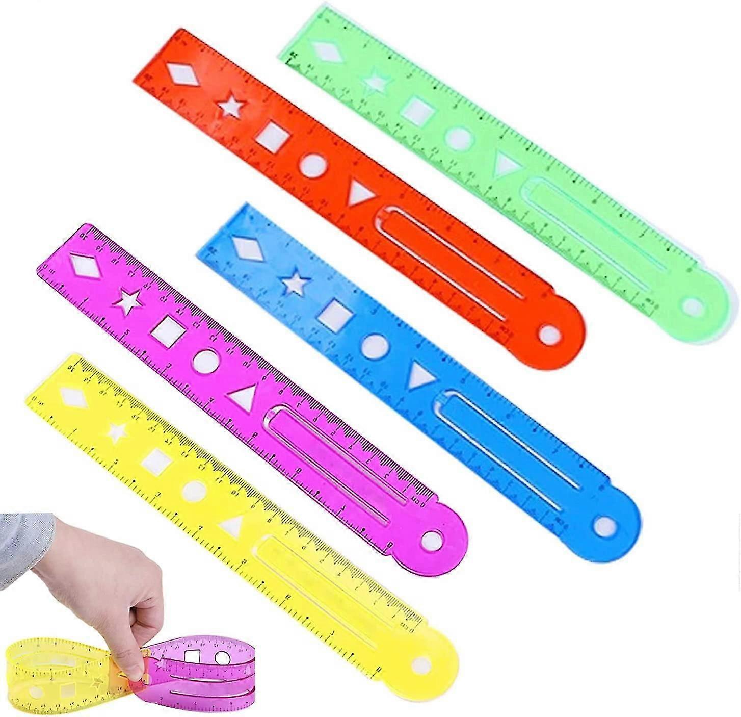 5 Pcs Translucent Shatterproof Flexible Ruler, Flexible Plastic Rulersrandom Color (4-d-w)