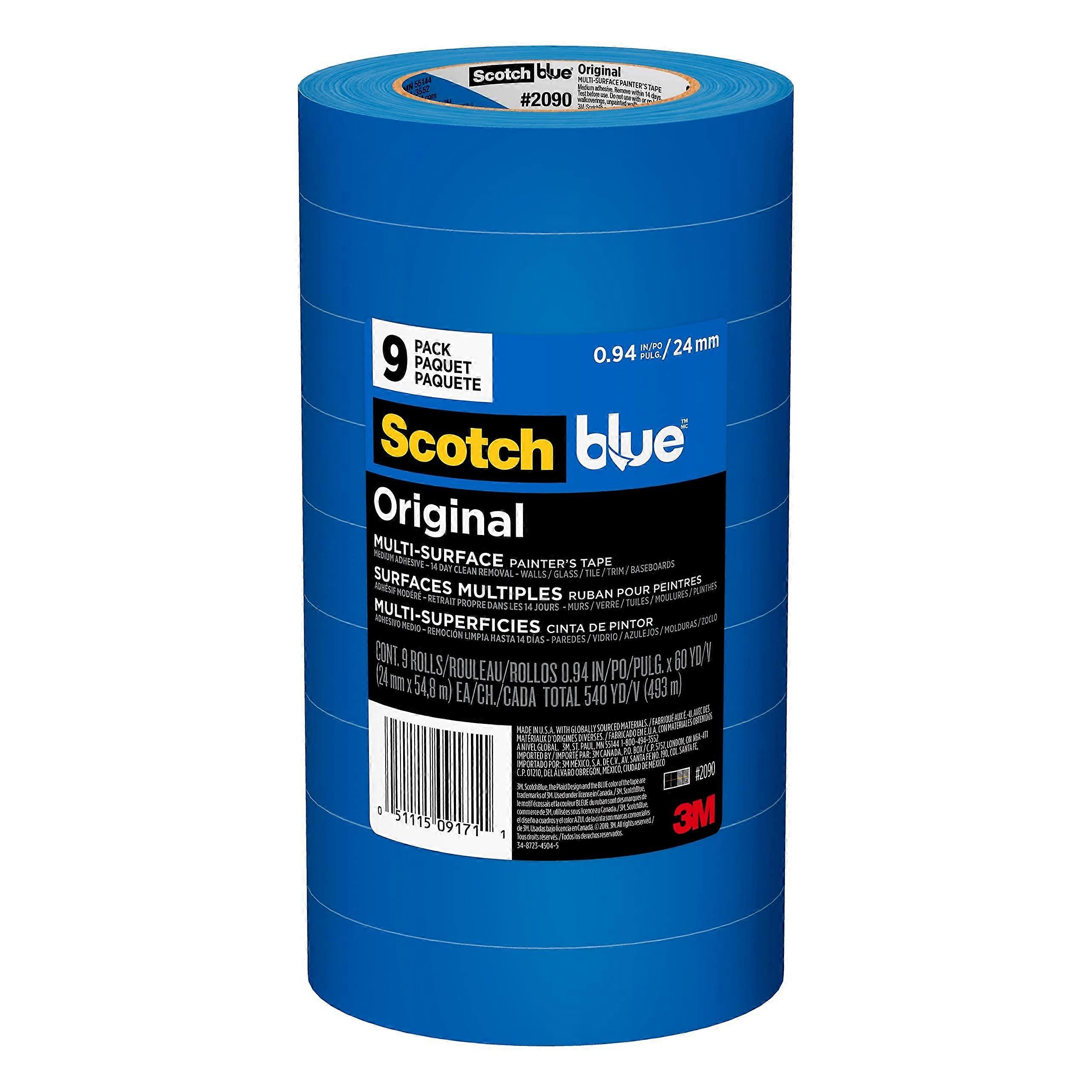 9 Rolls Painters Tape Original Multi-Surface Blue Indoor for Use 0.94 In. x 60 Yds