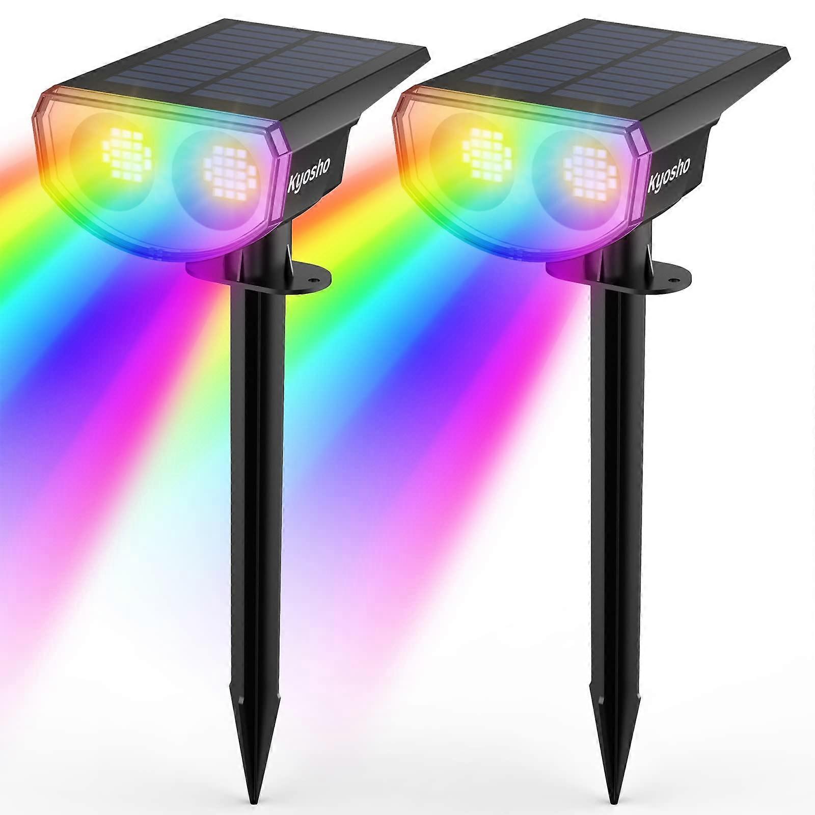 2er-Pack Solar-Spotlichter Farbwechsel RGBW Multicolor für Halloween Weihnachten