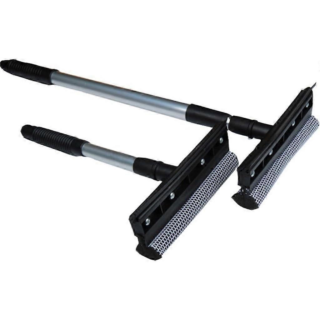 Multifunctional Stainless Steel Telescopic Window Brush with Long Handle, Double-Sided Glass Wiper and Scraper