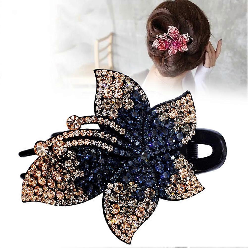 ポニーテールヘアクリップダックビルクリップラインストーンクリスタルフラワーヘアピン女性用ヘアクローヘアアクセサリー