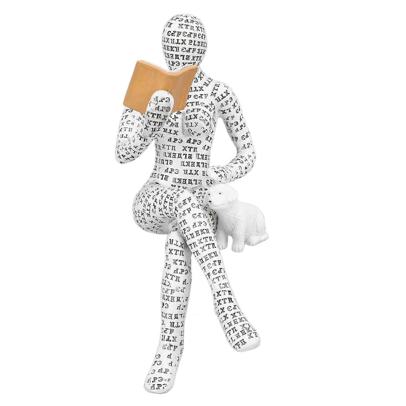 Women's Reading Sculptor Thinker Statue Decor - Unique Resin Art Female Figure for Home or Office Decor