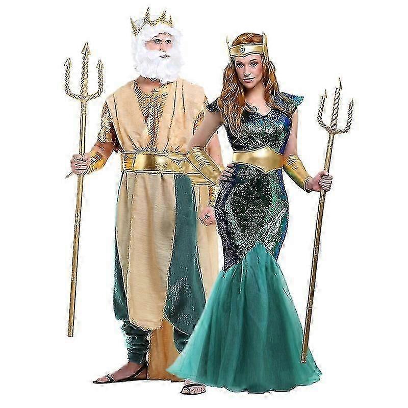 Dieu de la mer Neptune sirène Costume Set pour Halloween G