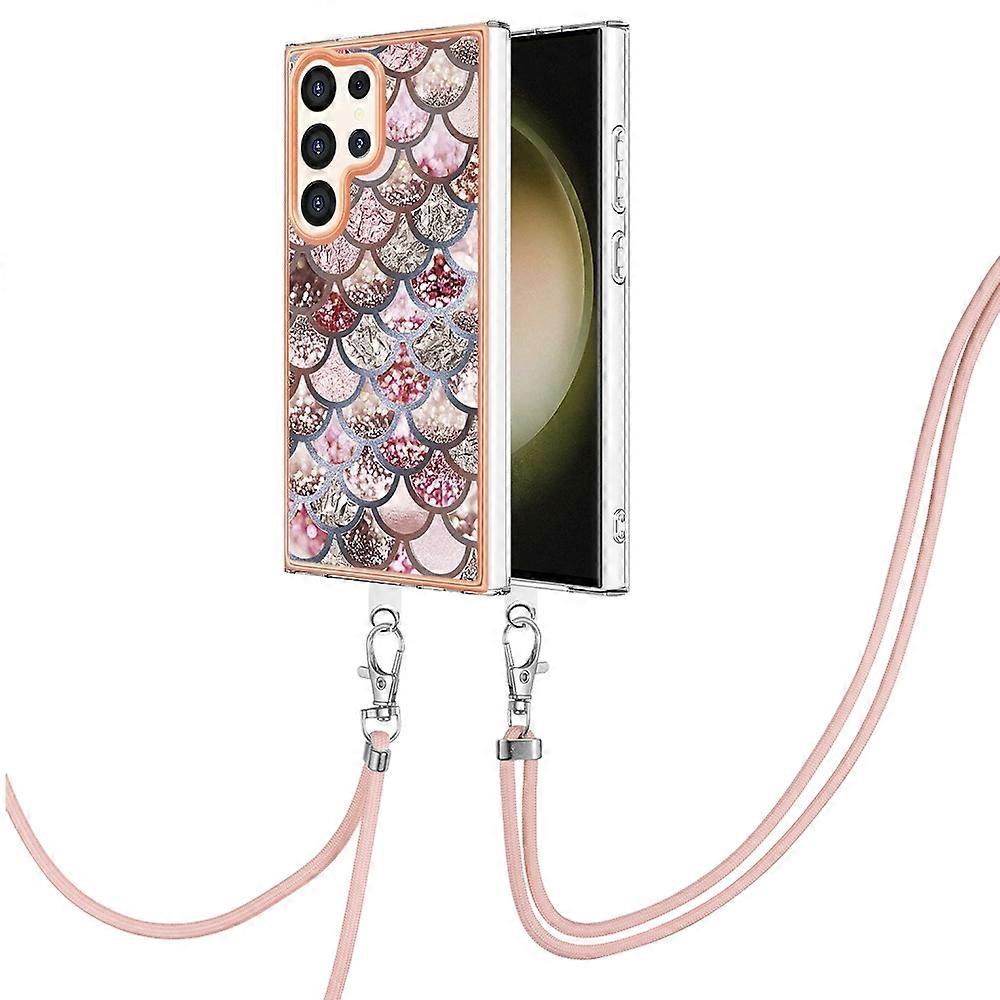 Electroplating Pattern IMD TPU Shockproof Case with Neck Lanyard