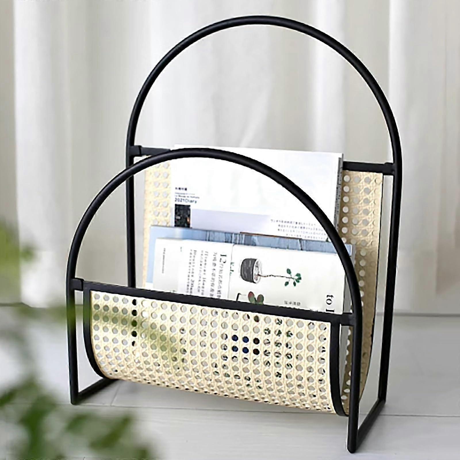 Portable Magazine Rack Floor Stand, 4-Tier Literature Holder, Durable Display Shelf for Office & School Use