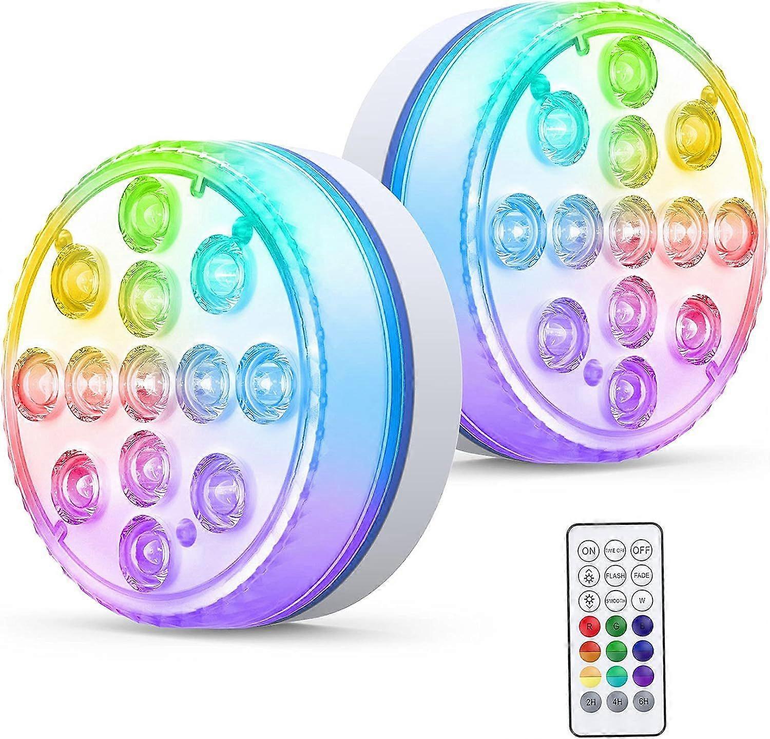 RGB Underwater Pool Lights (2 Pack) - IP68 Waterproof with RF Remote Control