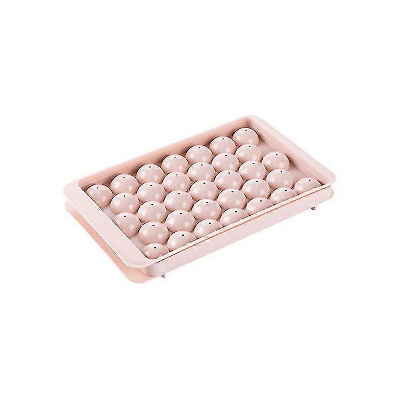 2pcs Round Ice Cube Tray With Lid Plastic Mold Refrigerator Spherical Ice