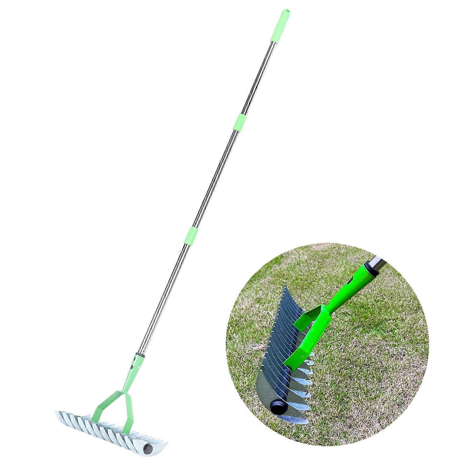 Thatch Rake, 12.8 Inch Wide Lawn Thatching Rake for Cleaning Dead Grass, Efficient