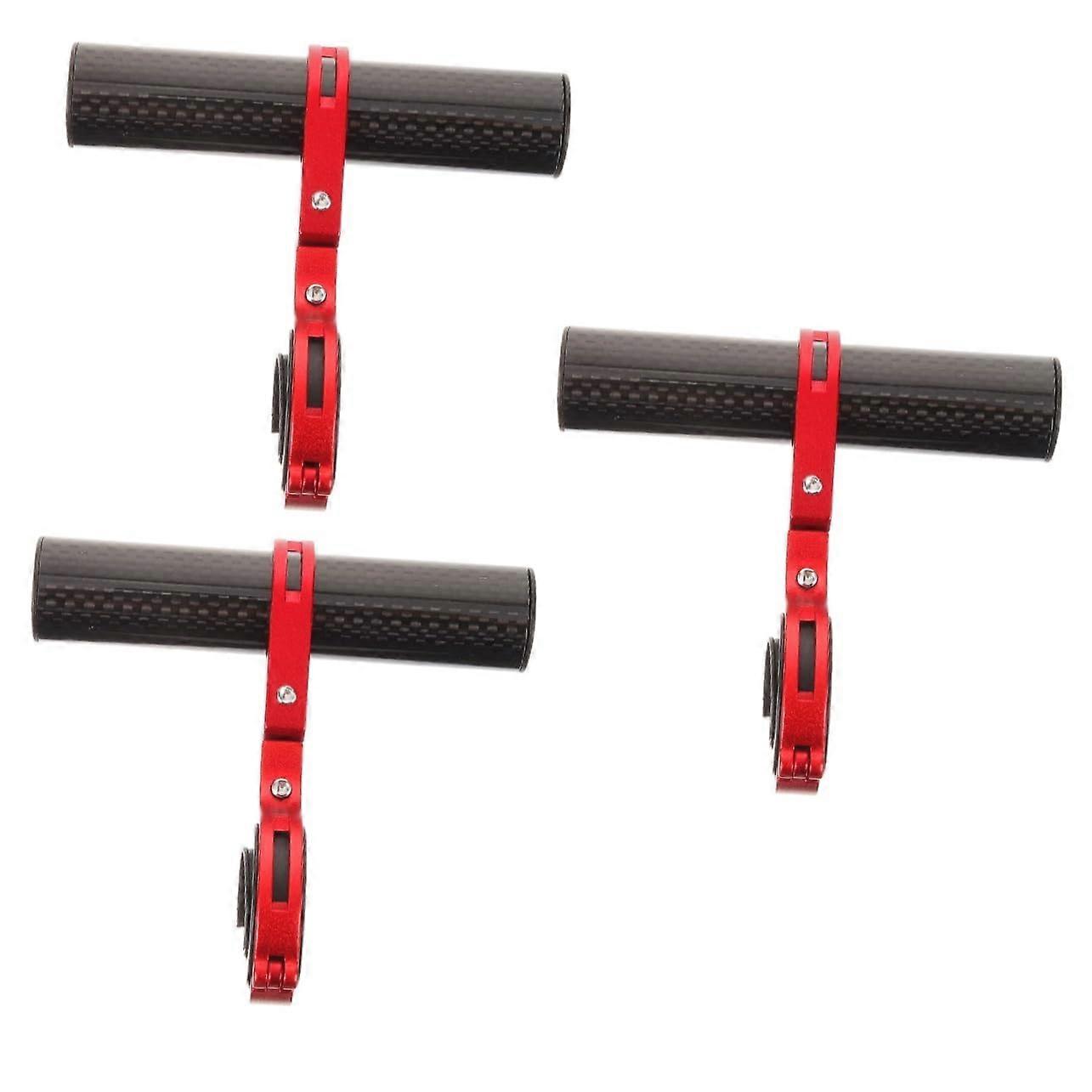 Bike Handlebar Extension 3pc Set Metal Red Front Light Bracket Bike Extender Mount Bar For Bicycle Handlebar