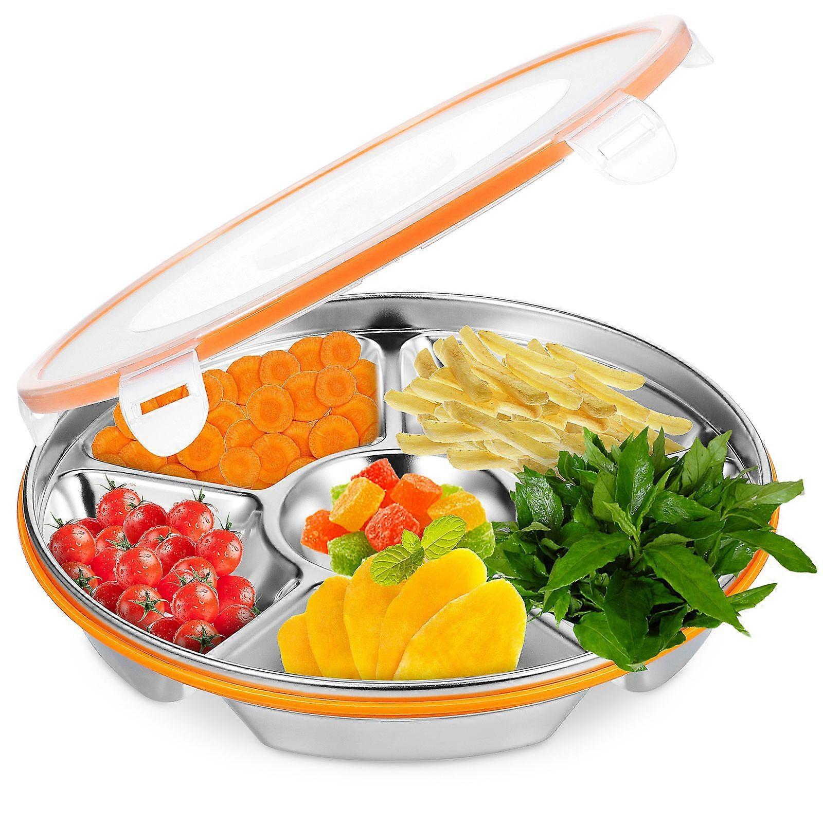 Divided Serving Tray With Lid Snack Containers With Lids Veggie Tray Vegetable Tray Fruit Tray Stainless Steel Tray