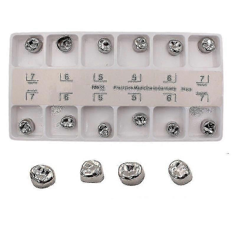 12pcs οδοντική κορώνα δοντιών από ανοξείδωτο χάλυβα για τα παιδικά /ενήλικα προσωρινά οδοντιατρικά είδη στεφανιαίων