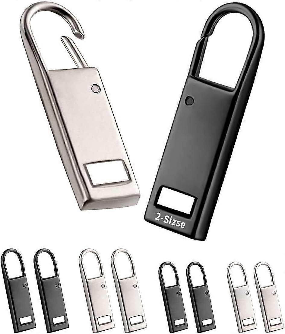 Zipper Repair Pulls, Replacement Zipper Pull, Zipper Pull, Suitcase, Backpack, Zipper Repair Tab (Black/Silver)