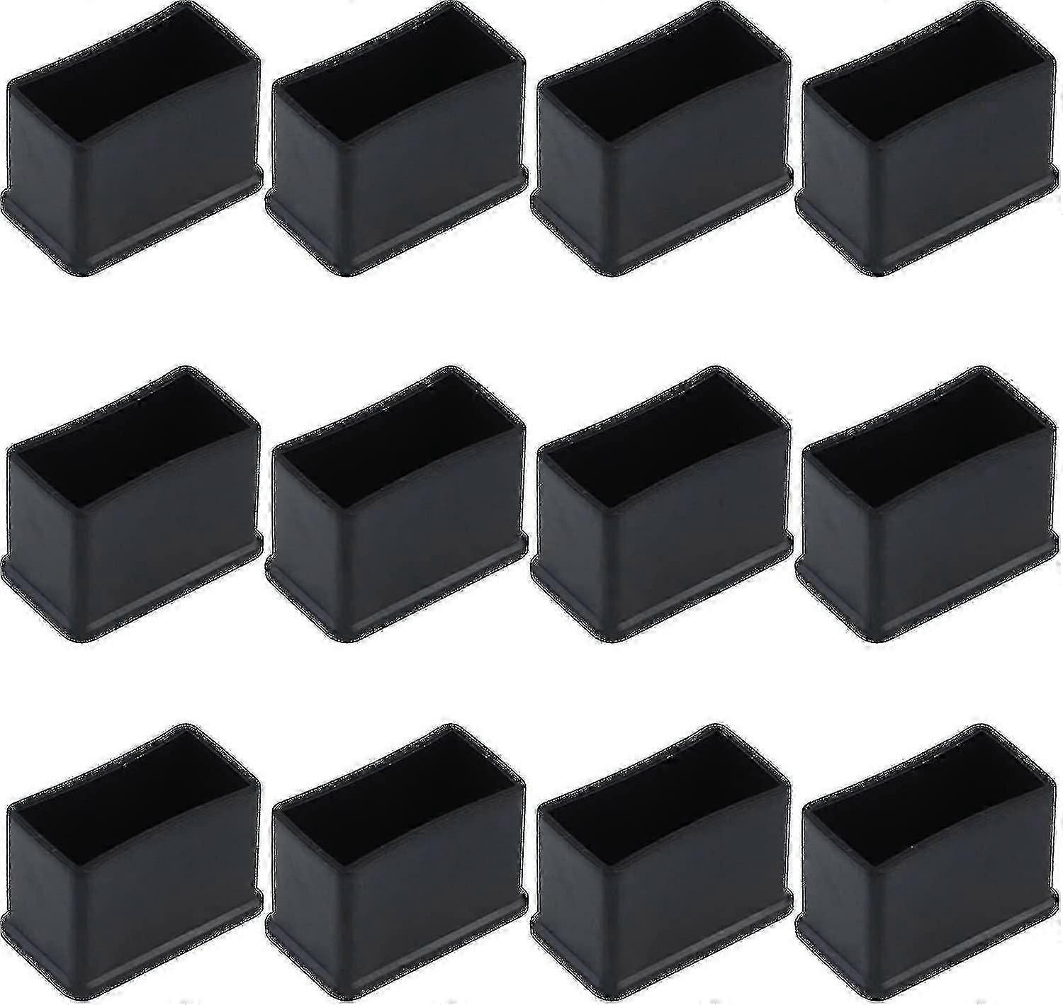 12 Pack 15 X 30 Mm Black Rectangular Rubber Felt Table Or Chair Leg Protector Caps YVE
