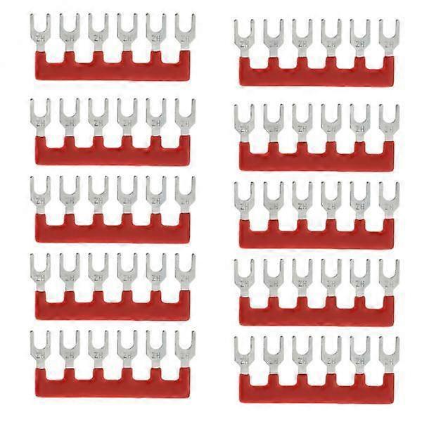 2x 10 Pcs Fork Type Pre Insulated Terminal Block , 6 Slot, Durable