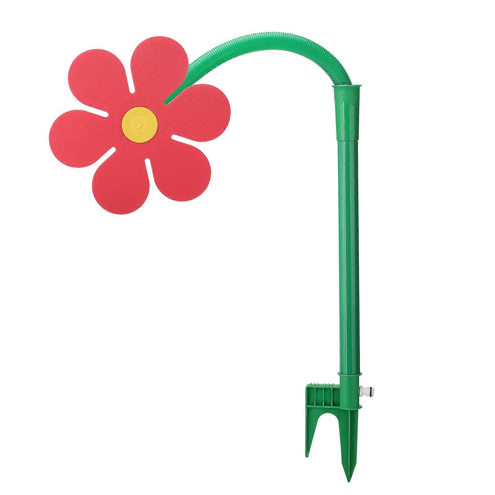Garden Sprinkler Red Flower Design Durable Rotating Adjustable Watering Lawn Irrigation System With Versatile European Connector Easy Installation For